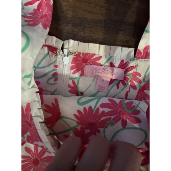 Lilly Pulitzer Womens Dress Size 4 White Pink Floral Mini Summer Coastal Preppy - Picture 5 of 7